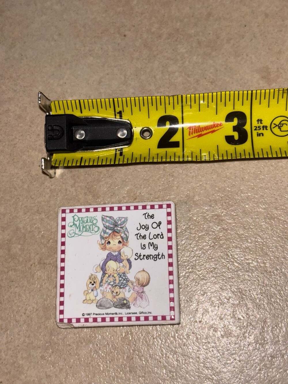 Precious Moments 1997 "The Joy Of The Lord Is My Strength" 2" Square Magnet